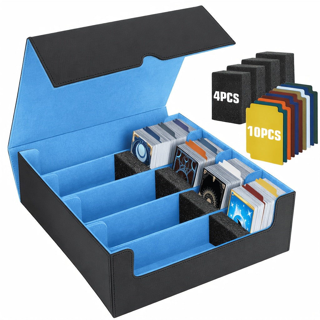 Five-Row Trading Card Storage Box with 48 Dividers, Five Foam Supports and 3200+ or 4000+ Capacity Options