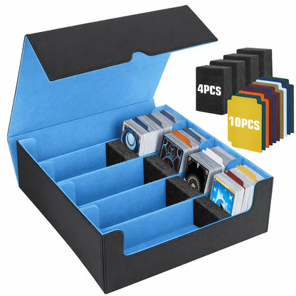 Five-Row Trading Card Storage Box with 48 Dividers, Five Foam Supports and 3200+ or 4000+ Capacity Options
