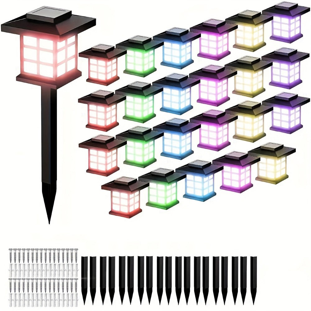 Solar Garden Lights Pathway Stakes in 6/12/24-Piece Sets with Warm, Cool or Multicolor Options