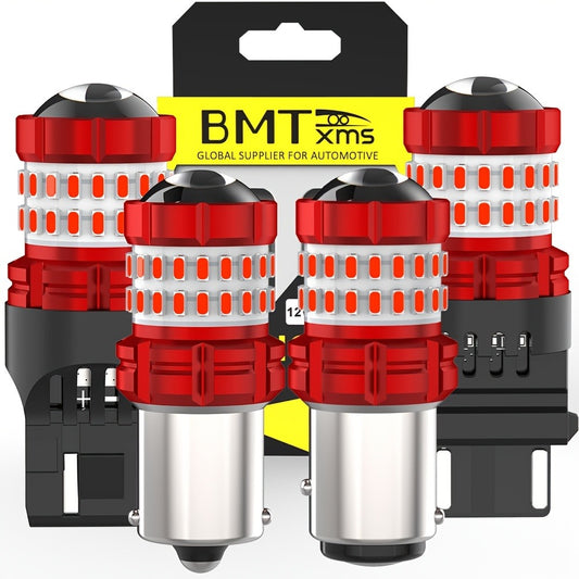 LED Brake Light Bulbs 1156 1157 3157 – Red Stop Tail Parking Lights with 3-Flash Warning, No Error, 2pcs (BA15S BAY15D 7443 3156 P21W)
