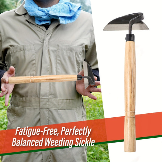 Garden Sickle | Japanese Weeding Hoe Sharp Bamboo Handle Soil Lawn