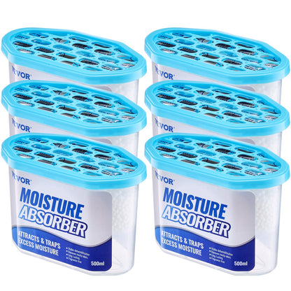 Moisture Absorber Boxes 6 Pack 500ml Calcium Chloride Dehumidifier Box Fragrance Free for Home Cooking, Dining and Outdoor Meals