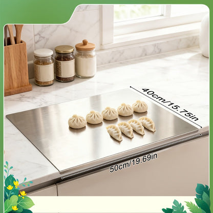 Stainless Steel Cutting Board & Rolling Pastry Board – Non-Slip Kitchen Prep Mat with Butcher Block Surface