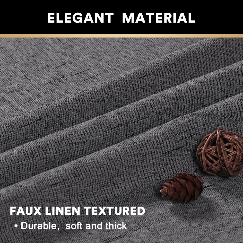 Two-Panel Linen-Textured Blackout Curtain Set in Six Colors with 52-Inch Width and Four Lengths