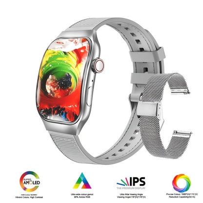 2.01 Inch Curved Screen Smartwatch Bluetooth 5.3 HD Calling Built-In Games Voice Assistant 100 Sport Modes Magnetic Charging Heart Rate Blood Oxygen Sleep Tracker Full Touch Classic Design Black Blue Silver