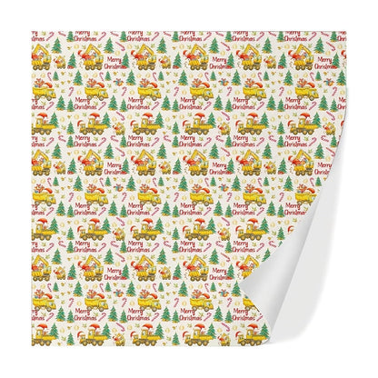 Construction Vehicle Christmas Wrapping Paper Roll with Dump Trucks, Excavators and Tractors