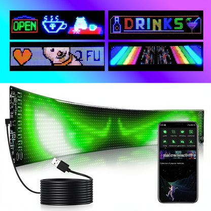 Car LED Light Panel USB Powered Smart Display – App Control, Eye-Shaped Design, Programmable LED Matrix Screen | 16x32 to 16x96 | Vehicle Interior & Exterior Decoration