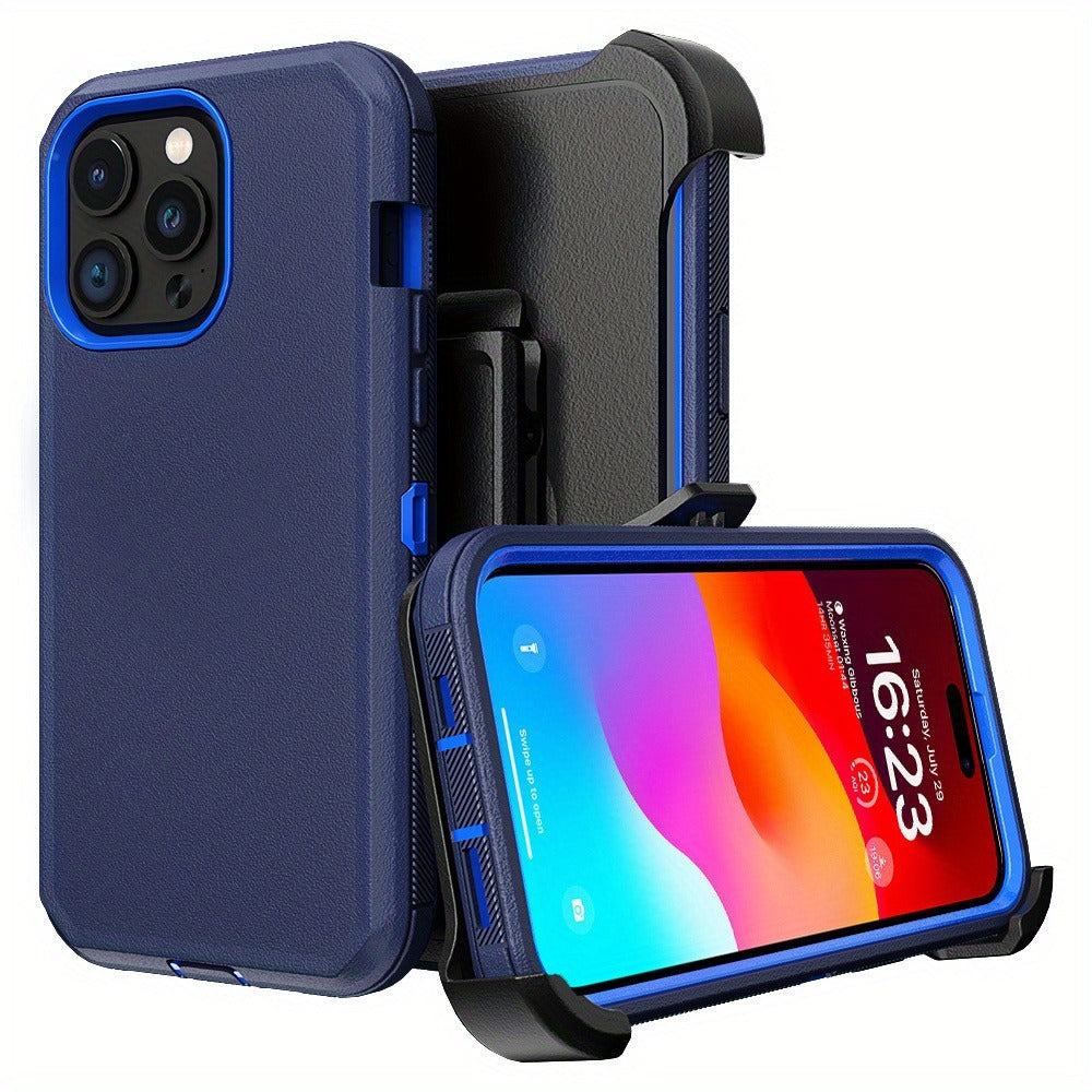Rugged iPhone 15 Shockproof Case with Belt Clip Holster TPU PC Dual Layer Drop Protection Military Grade Cover for iPhone 15 Pro Max 15 Plus 15 Pro 15 – Heavy Duty Armor for Men Outdoor Work