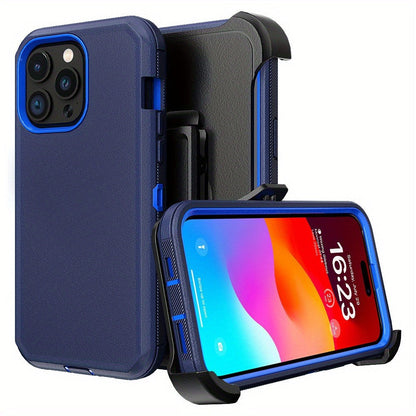 Rugged iPhone 15 Shockproof Case with Belt Clip Holster TPU PC Dual Layer Drop Protection Military Grade Cover for iPhone 15 Pro Max 15 Plus 15 Pro 15 – Heavy Duty Armor for Men Outdoor Work