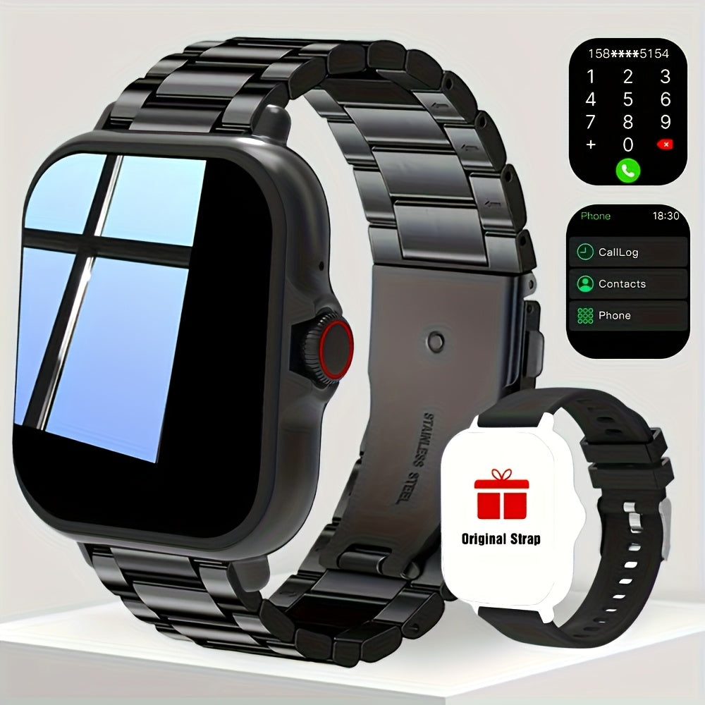 Smart Watch Square Display with Wireless Calling, 100+ Sport Modes and Black or Silver Band Options