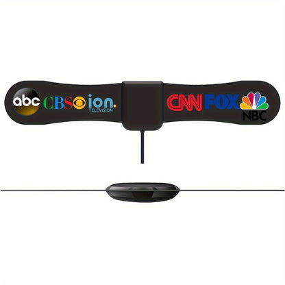 TV Antenna with Ultra-Thin Arc Panel, 10-Inch Horizontal Body and Clip or Adhesive Indoor Mounting