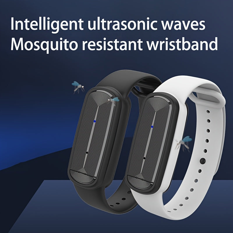 Mosquito Repellent Bracelet – Ultrasonic Soundwave Technology, USB Rechargeable, Waterproof Wristband for Camping Outdoor Hiking Travel, No Chemicals
