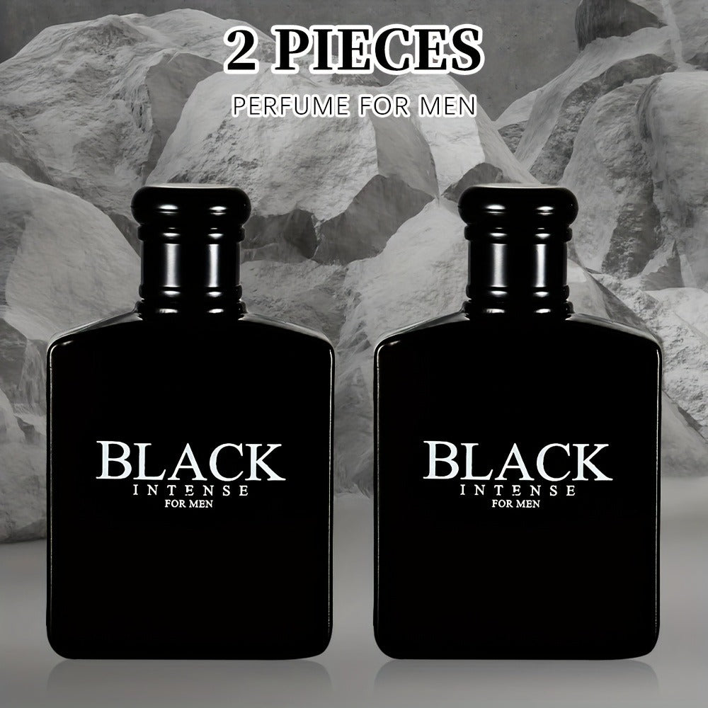 Men's Cologne Black Intense 100ml Eau de Toilette Two-Bottle Set in Matching Black Spray Bottles
