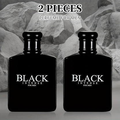 Men's Cologne Black Intense 100ml Eau de Toilette Two-Bottle Set in Matching Black Spray Bottles
