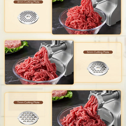 Electric Meat Grinder 5-in-1 with Sausage Stuffer Vegetable Slicer Tomato Juicer Kubbe Kit 3 Grinding Plates 3 Speed Settings 4.5 lbs per Min