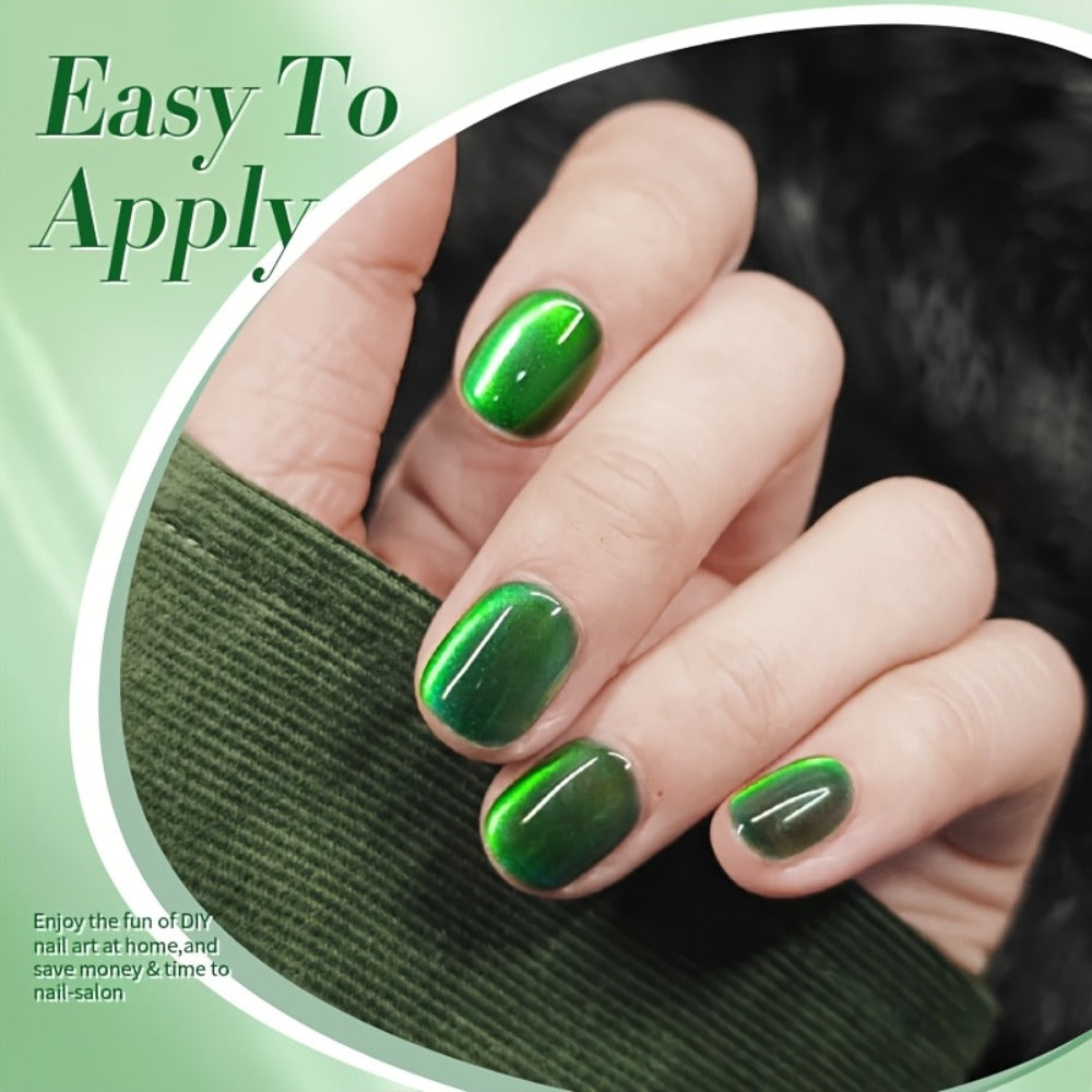 Gel Nail Polish BORN PRETTY MY269 Imperial Green 10ml Magnetic Cat Eye Shimmer in a White Bottle