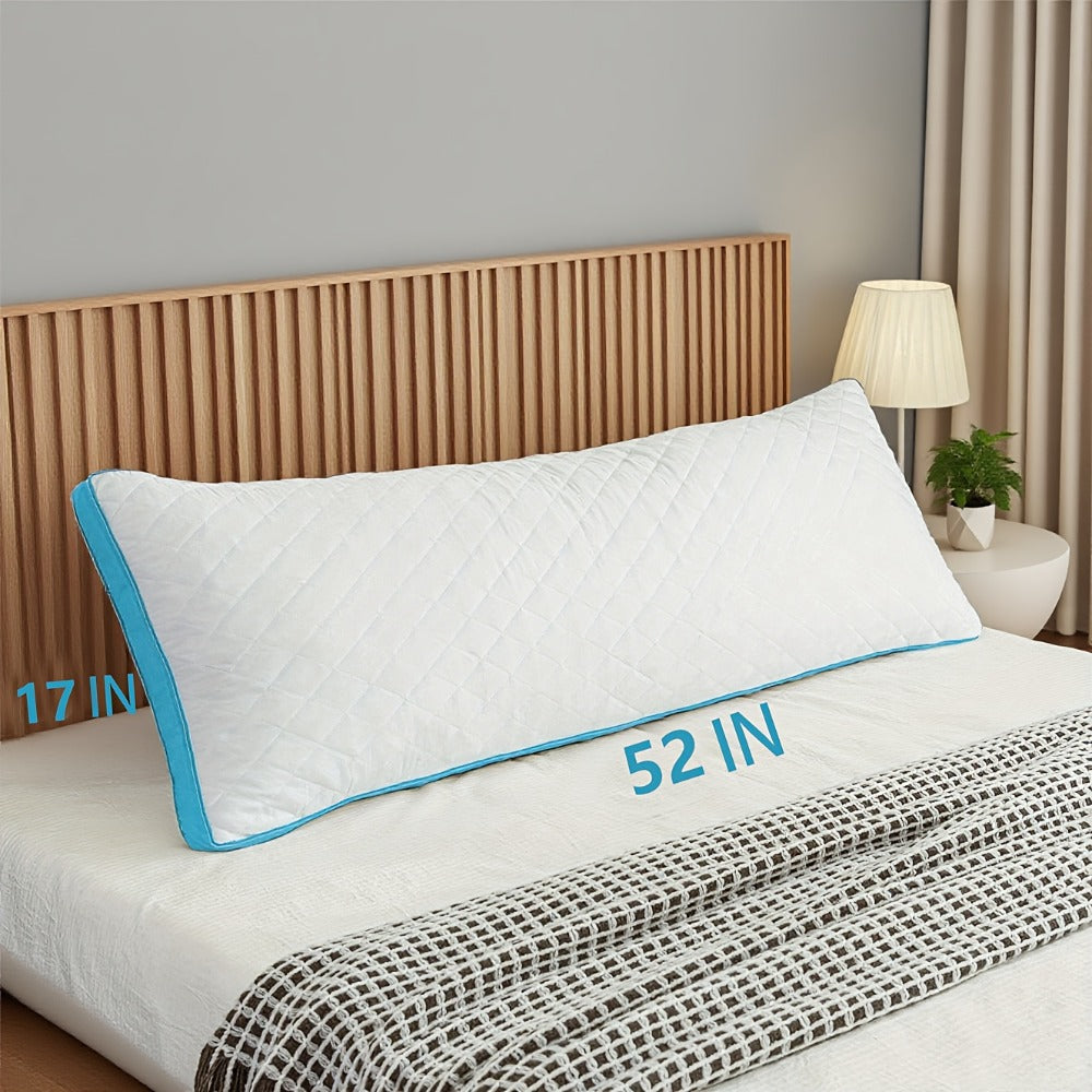 Memory Foam Body Pillow, 51.18 x 17.72 Inches with Quilted Polyester Cover in Grey, Cooling Blue or Light Pink