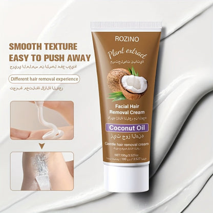 Hair Removal Cream ROZINO 100g Coconut Tube with Carton for Women’s External Body Grooming Routine