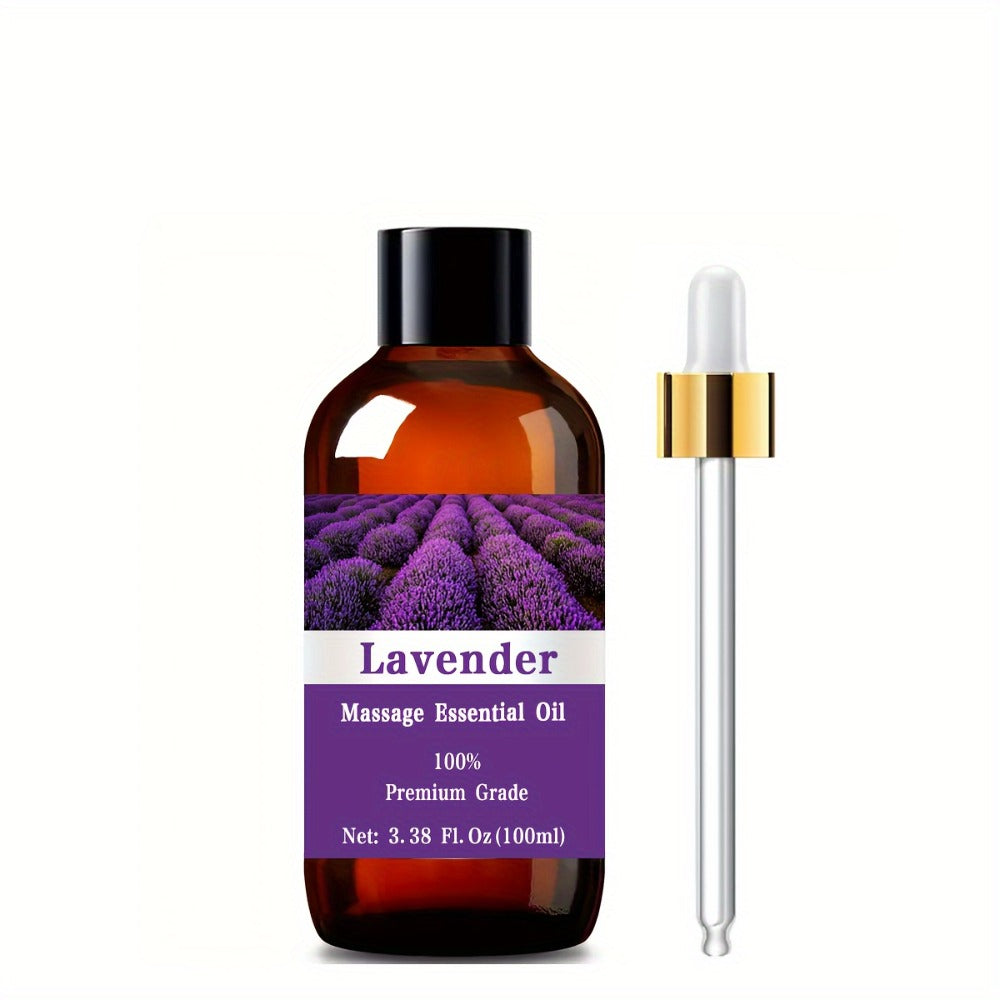 Essential Oil Lavender Aroma in 100ml Bottle for Diffuser, Massage, Meditation, Hair and Skin Use