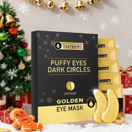 Under Eye Patches 24 Pairs Gold Collagen Hyaluronic Acid Glycerin – Hydrating Eye Mask for Dark Circles Puffiness, Luxury Skincare Gift Set for Women