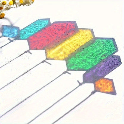 Hanging Geometric Color-Panel Suncatcher Ornament in Multicolor or Blue Checkout Options for Window and Garden Display