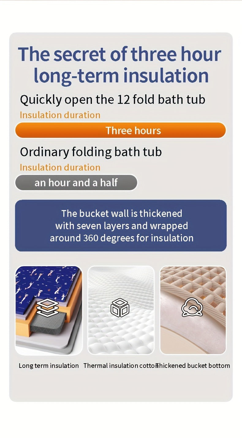 Foldable Bathtub 130 Gallon XL Deep Soak Tub for Adults – Ice Bath & Hot Spa, Indoor Outdoor, One-Piece Fold-Flat Design 31.5"x31.5"x26"