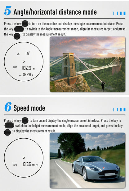 White Golf Laser Rangefinder, Model LAB12 with 1200-Yard Source Rating, 6x Optics and USB Charging