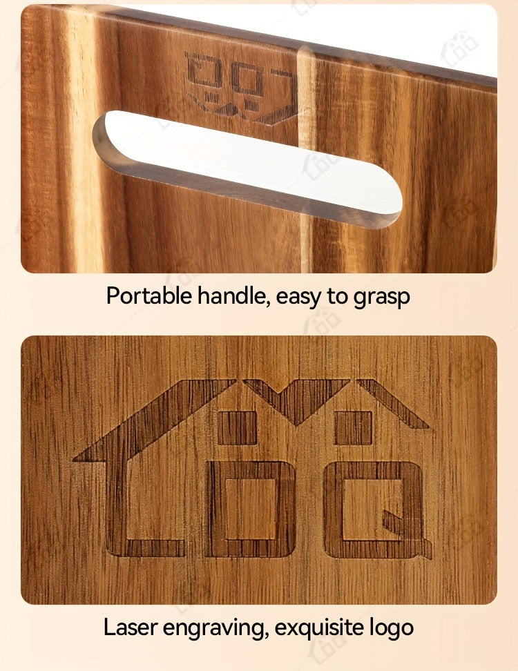 Extra-Long 36 x 11-Inch Wood-Color Charcuterie Board with Recessed Handles and Two Display Stands