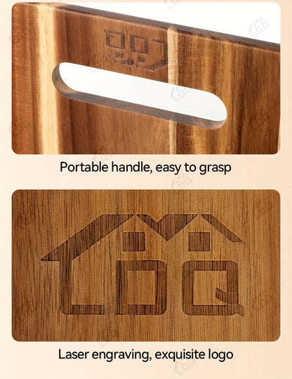Extra-Long 36 x 11-Inch Wood-Color Charcuterie Board with Recessed Handles and Two Display Stands