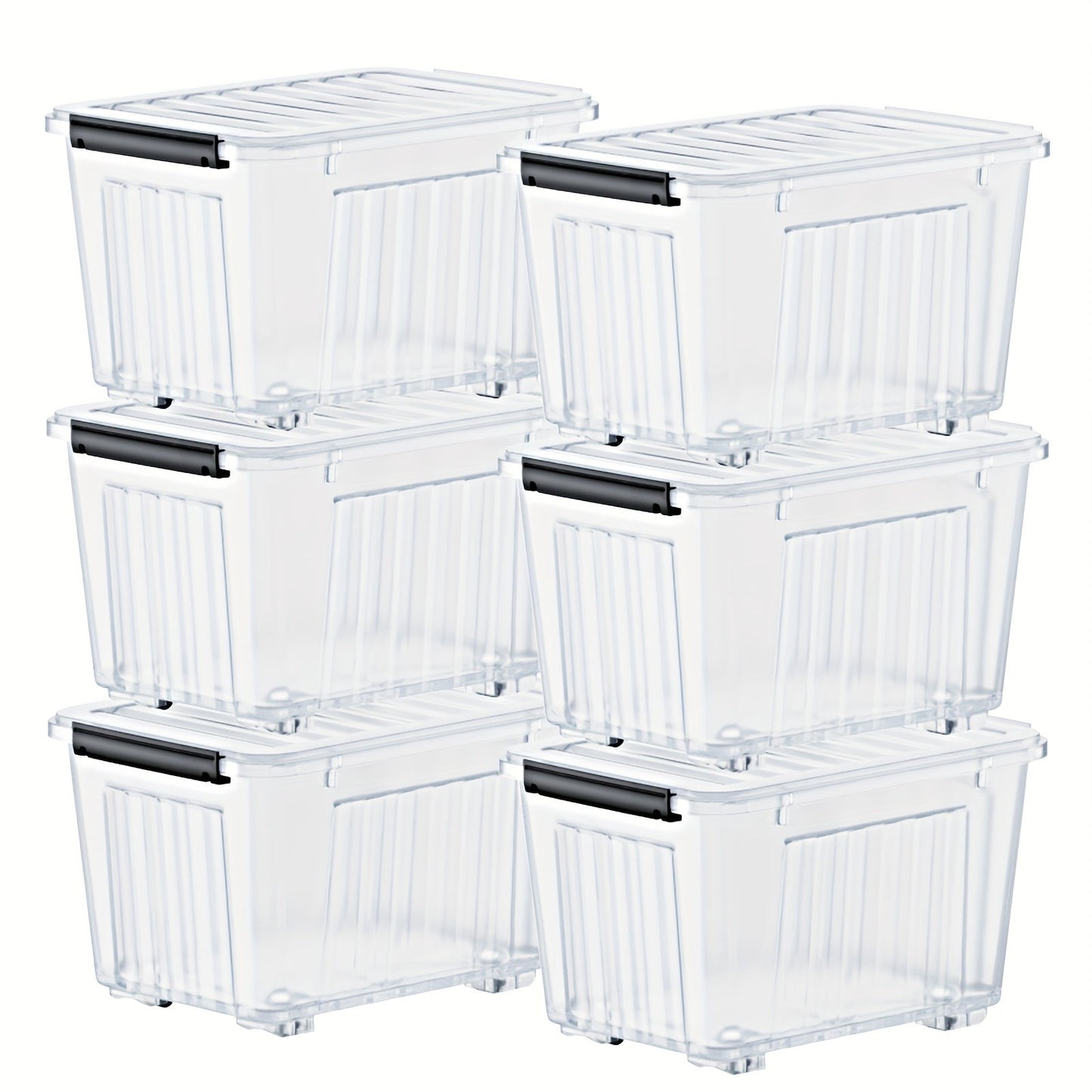 Stackable 72- and 97-Quart Storage Bin Sets with Lids, Wheels, Three Colors and 4- or 6-Pack Options