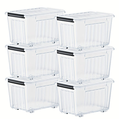 Stackable 72- and 97-Quart Storage Bin Sets with Lids, Wheels, Three Colors and 4- or 6-Pack Options