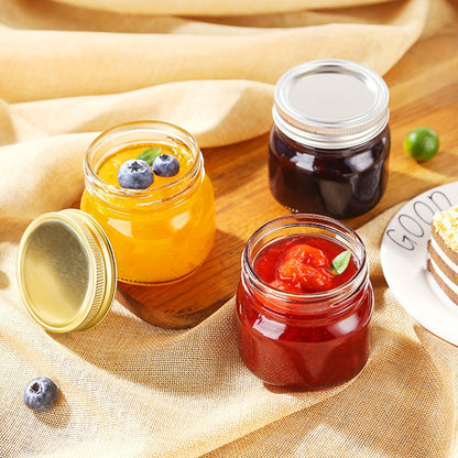 8 oz Glass Mason-Style Storage Jar Multipacks with 9, 18, 27 or 36 Jars and Four Lid Configurations