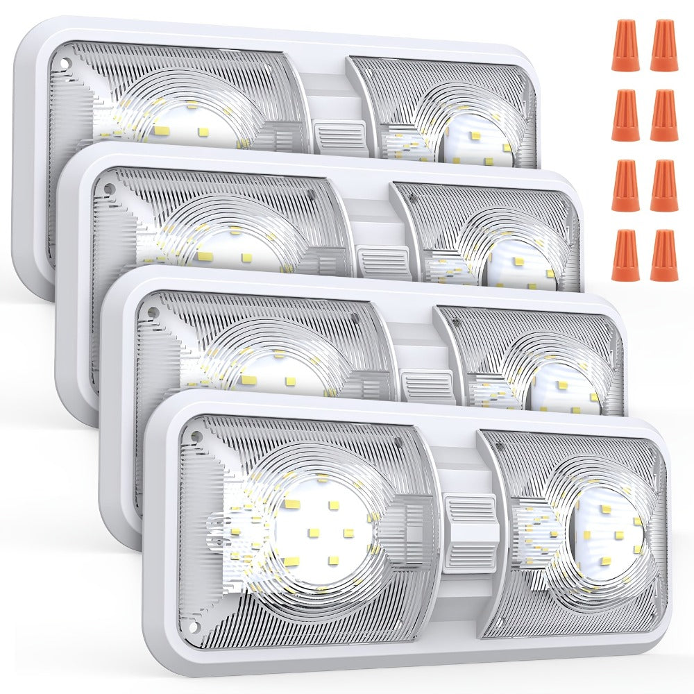 RV LED Interior Light 12V – 1000LM Dome Ceiling Light with Switch for Camper Trailer Boat Car, 8W Natural White (4 Pack)