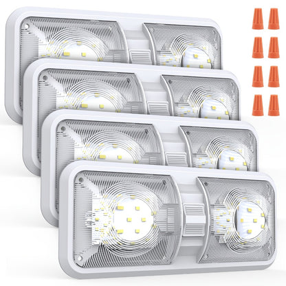 RV LED Interior Light 12V – 1000LM Dome Ceiling Light with Switch for Camper Trailer Boat Car, 8W Natural White (4 Pack)