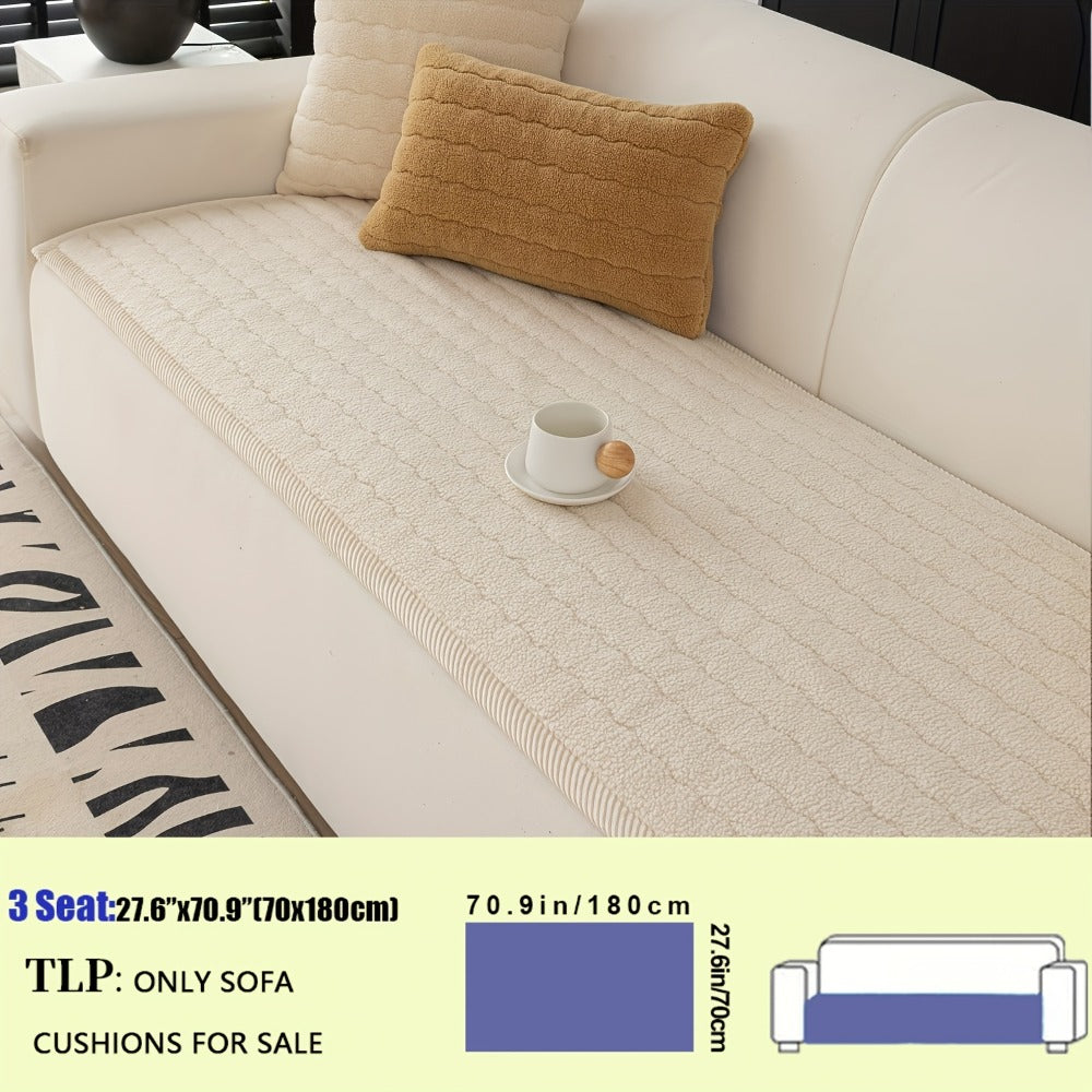 Sofa Cover Bohemian Short-Plush Quilted Panels for Armrest, Backrest and 2 to Large 4-Seater Sofas