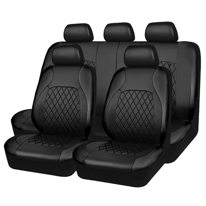 Car Seat Covers 5-Seat Nappa-Style PU Leather Full Set in Red, Blue, Black and Gray Color Options