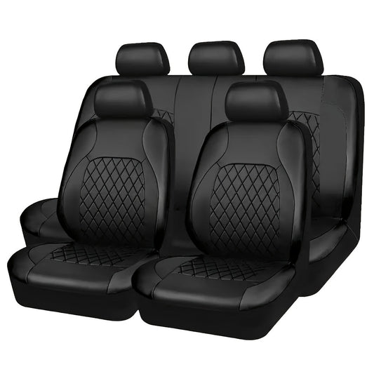 Car Seat Covers 5-Seat Nappa-Style PU Leather Full Set in Red, Blue, Black and Gray Color Options