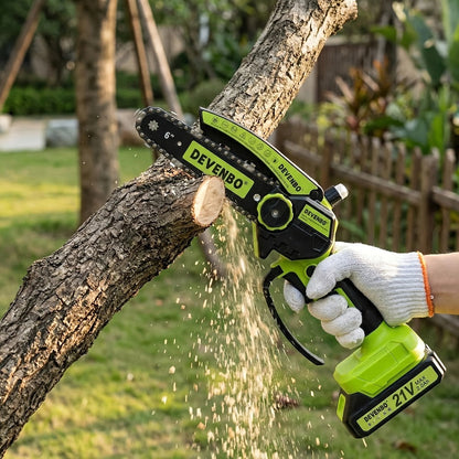 Power Tools DEVENBO 6 Inch Cordless Mini Chainsaw with One or Two Battery Options and Accessory Case