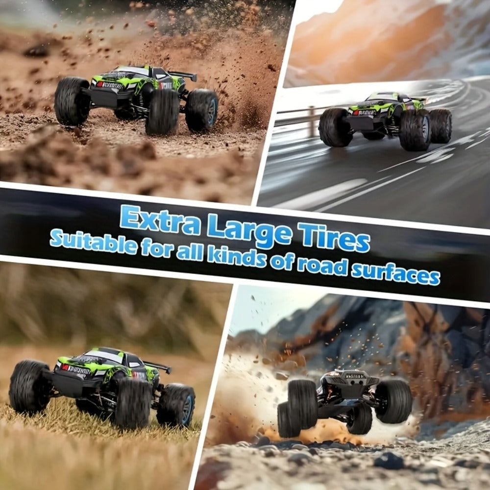 Remote Control Car, 1:16 Scale Alloy Off-Road Truck with 2.4GHz Control, 45KM/H Source Speed, LED Lights and Rechargeable Battery