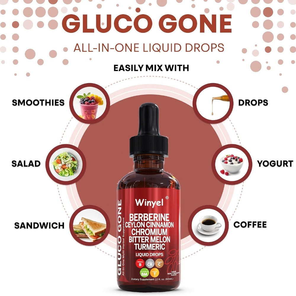 Blood Sugar Support Liquid Drops with Ceylon Cinnamon Berberine Bitter Melon Gymnema Chromium Turmeric Panax Ginseng — Vegan Glucose Metabolism Drops | 2.03 fl oz