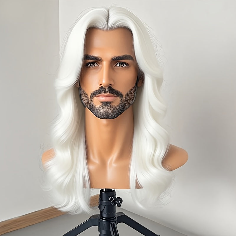 Synthetic Wig 26-Inch Men's Loose Curls with Middle Part in Seven Colors and Breathable Cap