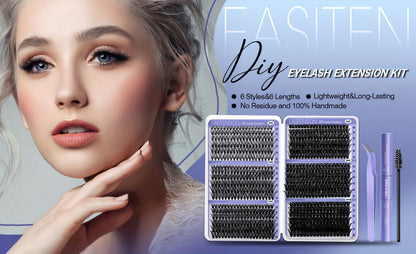 Premade Lash Clusters 708Pcs Mixed Length 30D 50D 80D 100D Wispy Volume Kit – Natural Fluffy DIY Lash Extensions with Bond Seal & Applicator for Everyday, Party, Travel & Event Looks