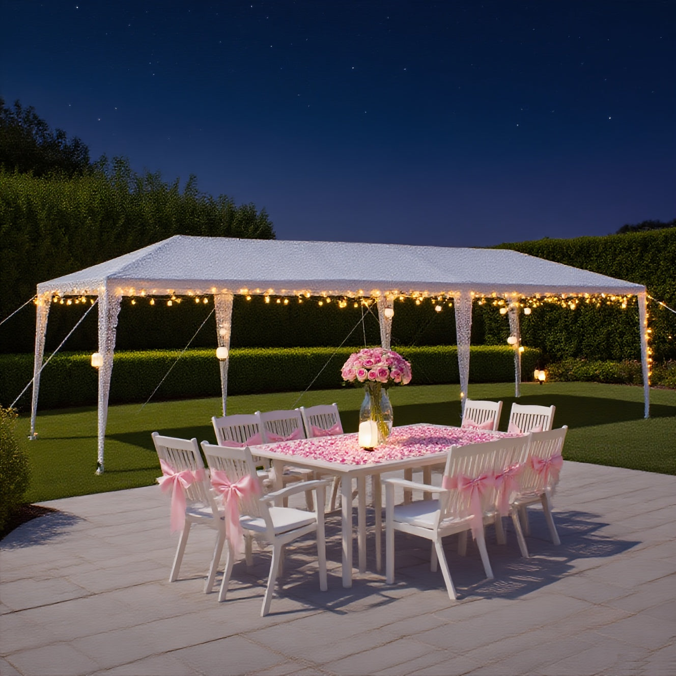 White Open-Sided Canopy Tent in 10x20ft or 10x30ft Sizes with Ropes, Stakes and No Sidewalls
