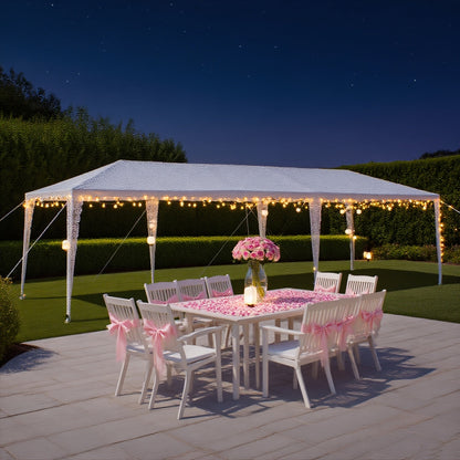 White Open-Sided Canopy Tent in 10x20ft or 10x30ft Sizes with Ropes, Stakes and No Sidewalls