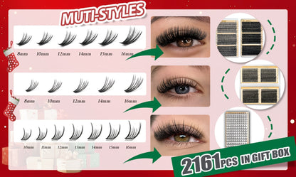 False Eyelash Cluster Kit with Four Package Options from 209 to 1993 Pieces plus Tools and Gift Bags