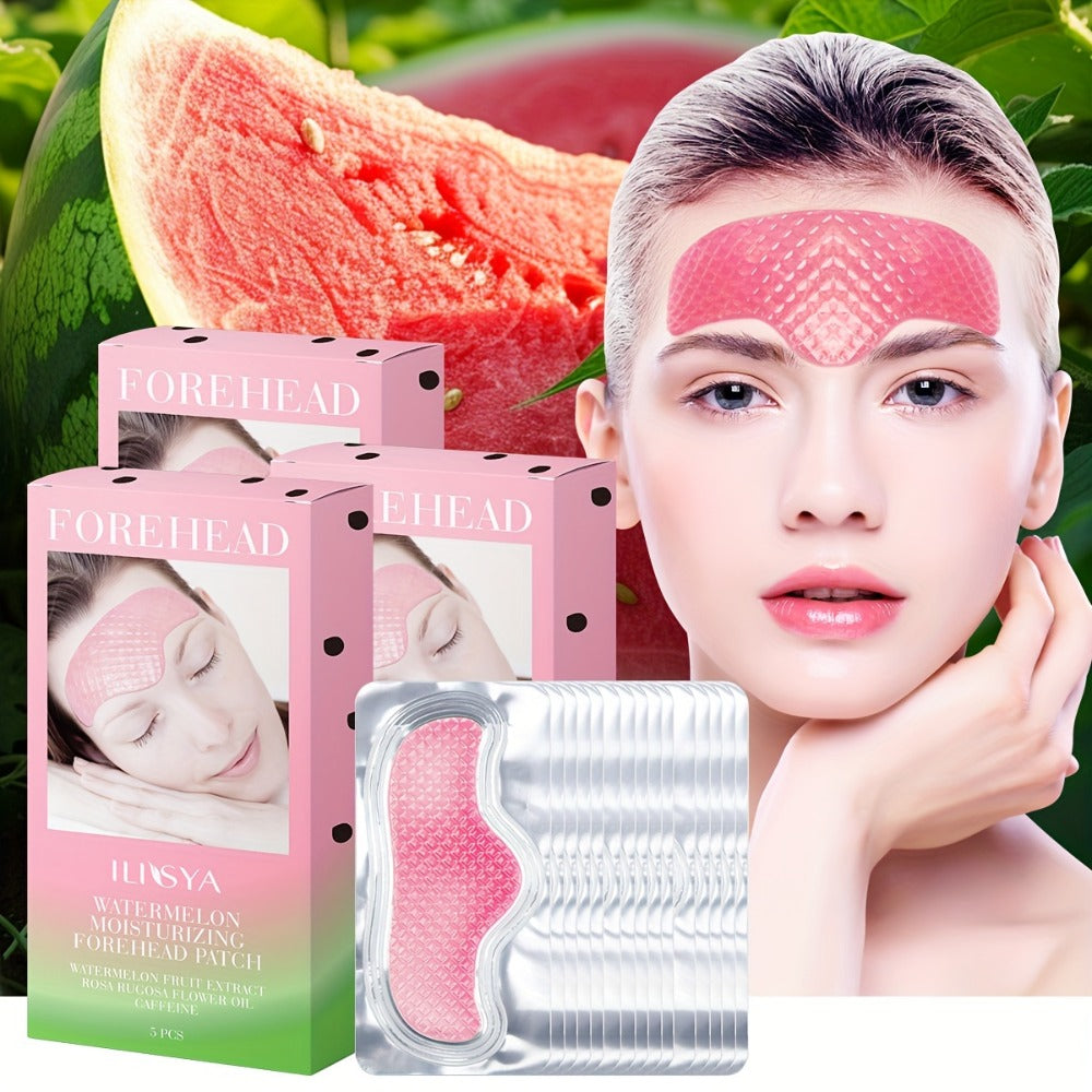 Watermelon Forehead Patches 15pcs Caffeine Collagen Niacinamide Ultra Hydrating Moisturizing Brightening De-Puffing Daily Facial Skin Care for Women All Skin Types