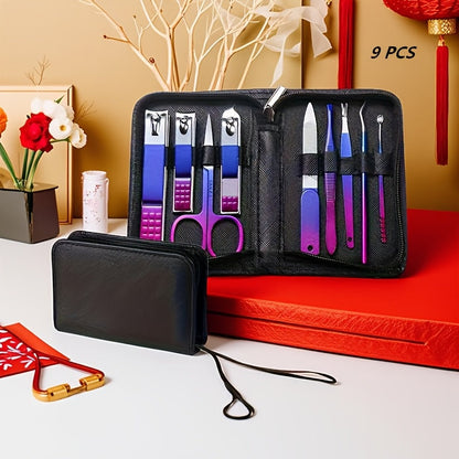 Portable Manicure and Pedicure Tool Set in 9-, 18-, 30- or 60-Piece Case Configurations for Nail Care