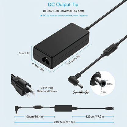 Universal DC Power Adapter 19V 3.42A 65W – ALITOVE Laptop Charger & Monitor Power Supply with 9 Interchangeable Tips, Multi-Device Compatible for Laptops, Monitors, Audio Equipment