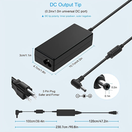 Universal DC Power Adapter 19V 3.42A 65W – ALITOVE Laptop Charger & Monitor Power Supply with 9 Interchangeable Tips, Multi-Device Compatible for Laptops, Monitors, Audio Equipment