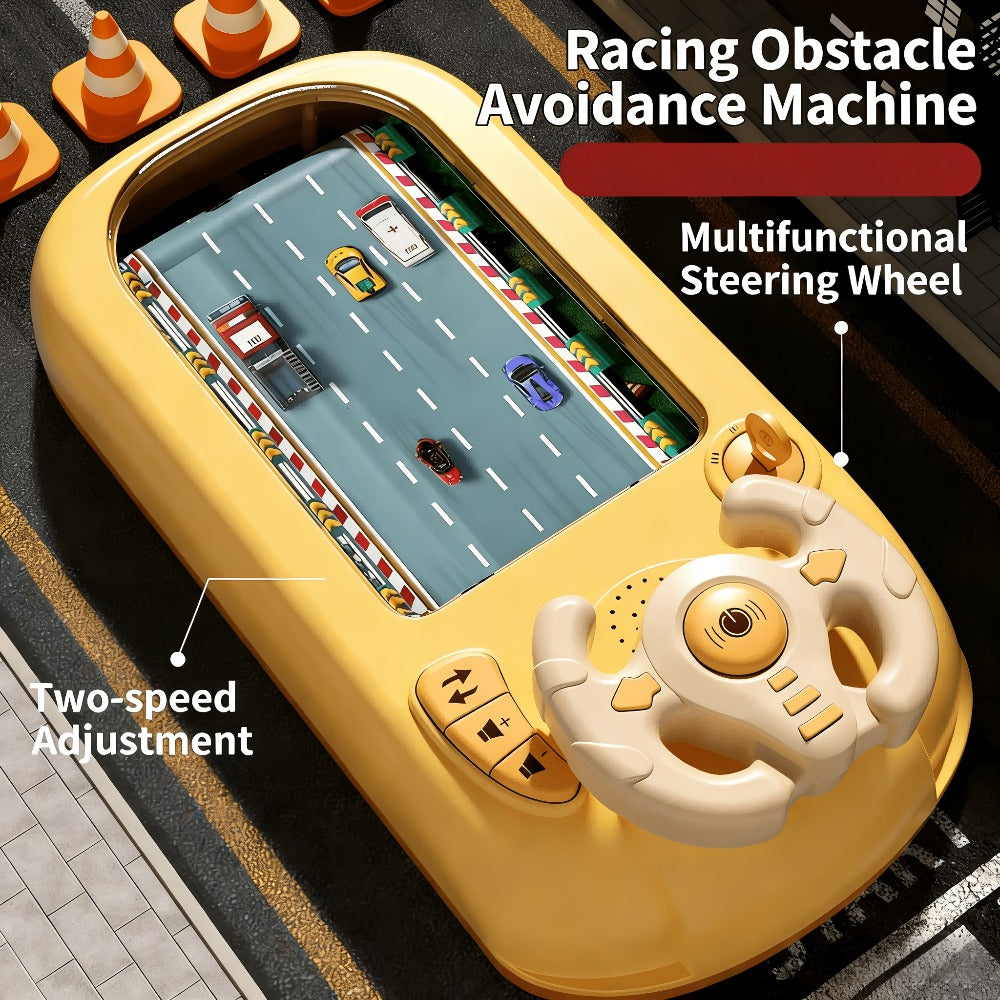 Electronic Racing Steering Wheel Game Toy with 200 Pictured Levels, Two Speeds and Yellow or Green Options